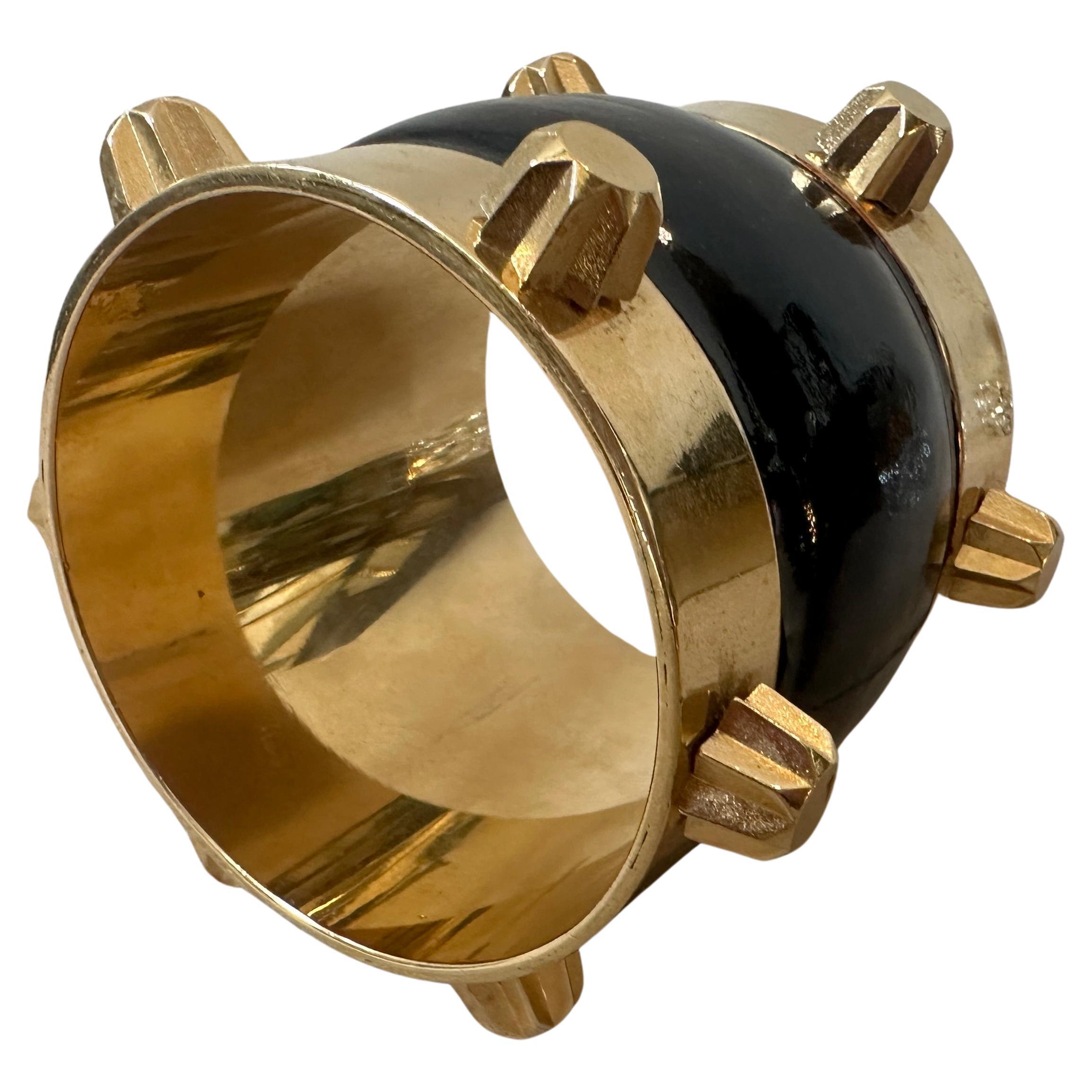 Dsquared2 Bracelet jonc en métal doré et peau  en vente