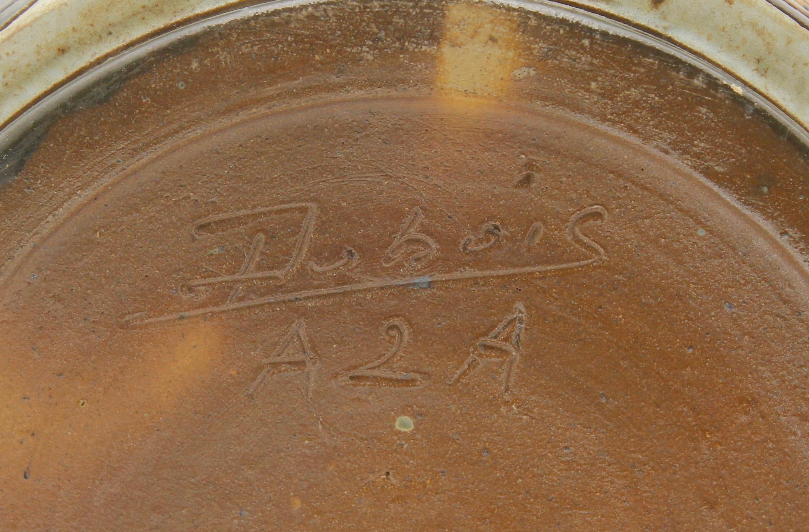 Belge A. Dubois À Bouffioulx, Vase Cylindrique En Grés Émaillé À Decor Tournant Gravé en vente