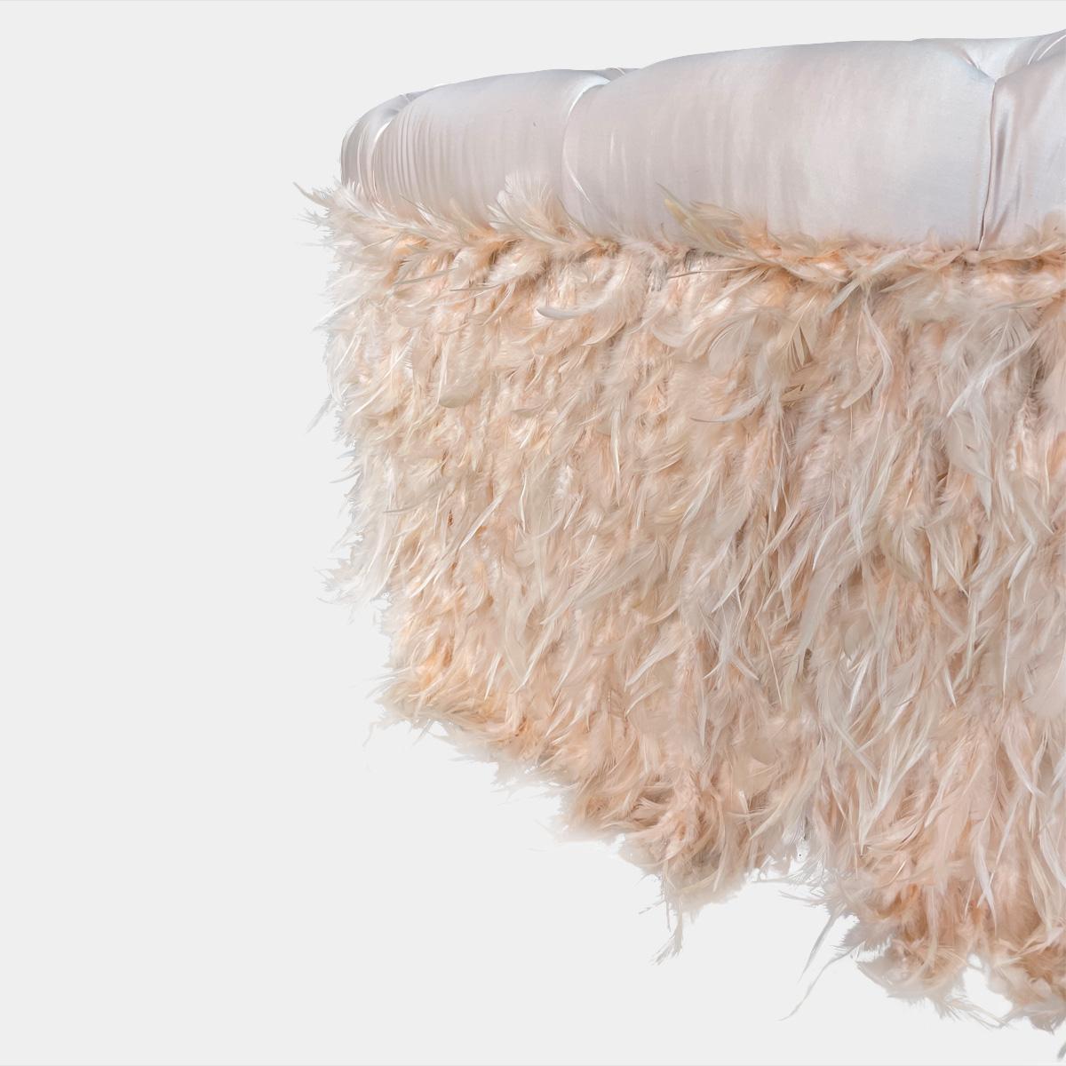 Duchess Silk and Ostrich Feather Pouffe For Sale 1