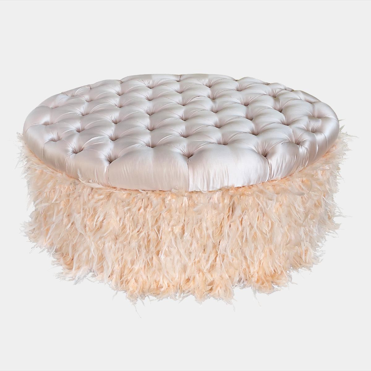 Duchess Silk and Ostrich Feather Pouffe For Sale 2