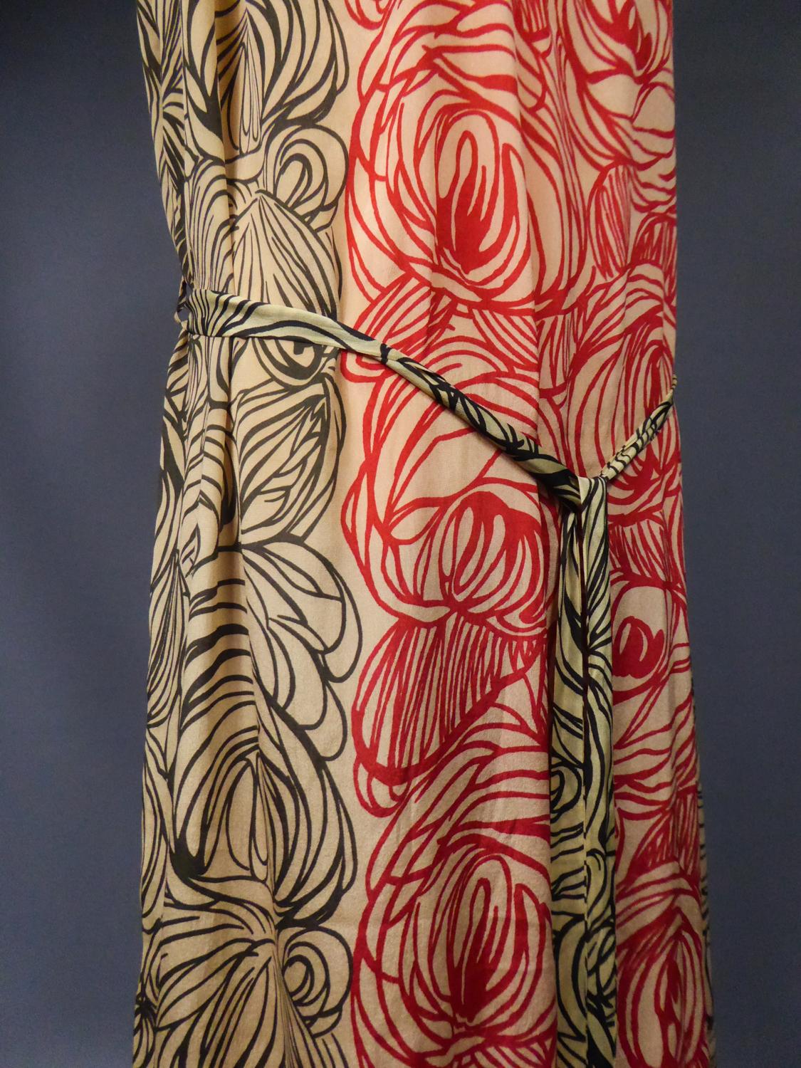 A Dufy/Poiret Printed Silk Pongee Couture Dress For Atelier Martine Circa 1915 5