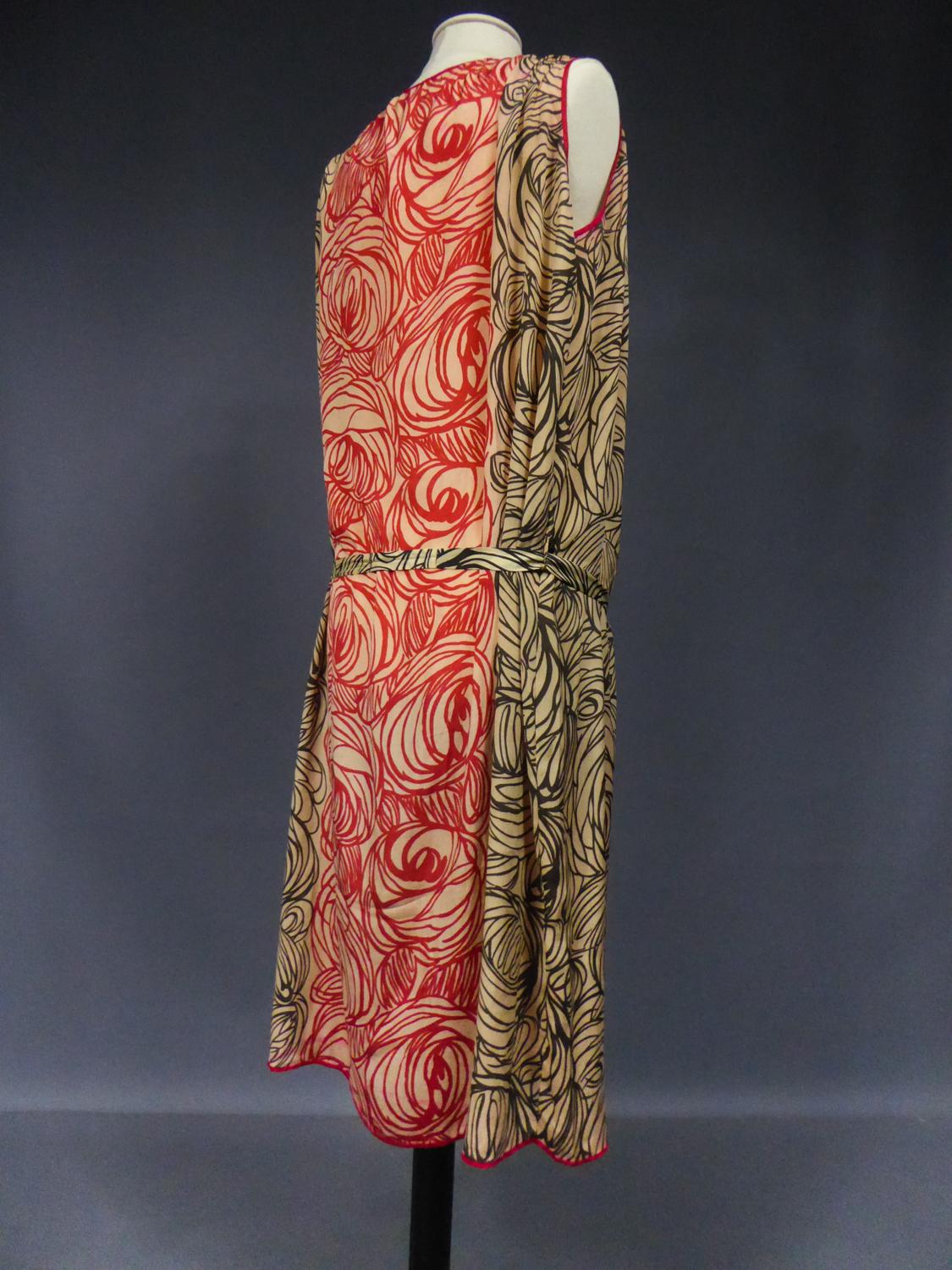 A Dufy/Poiret Printed Silk Pongee Couture Dress For Atelier Martine Circa 1915 6
