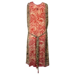 Antique A Dufy/Poiret Printed Silk Pongee Couture Dress For Atelier Martine Circa 1915