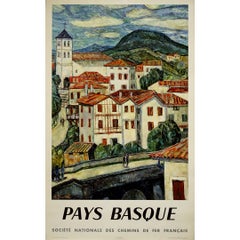 1964 Pays Basque Espelette SNCF Original Poster by A. Durel