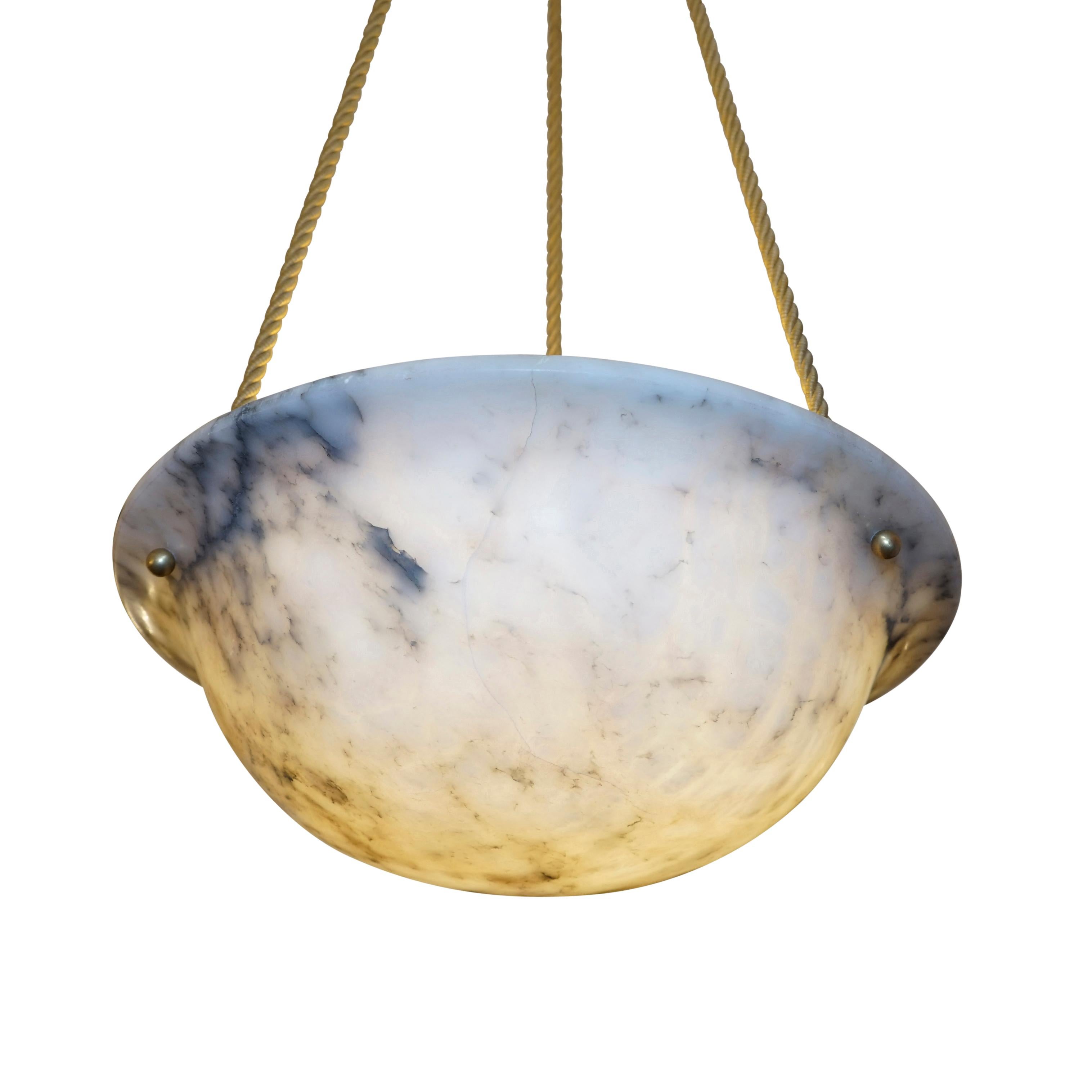 Jugendstil Dusky Alabaster Light Fixture, Sweden, circa 1910