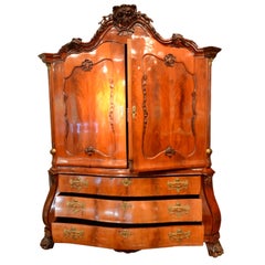 A Dutch Neo Classical 18 Century Mahogany Armoire and Chest of Drawers