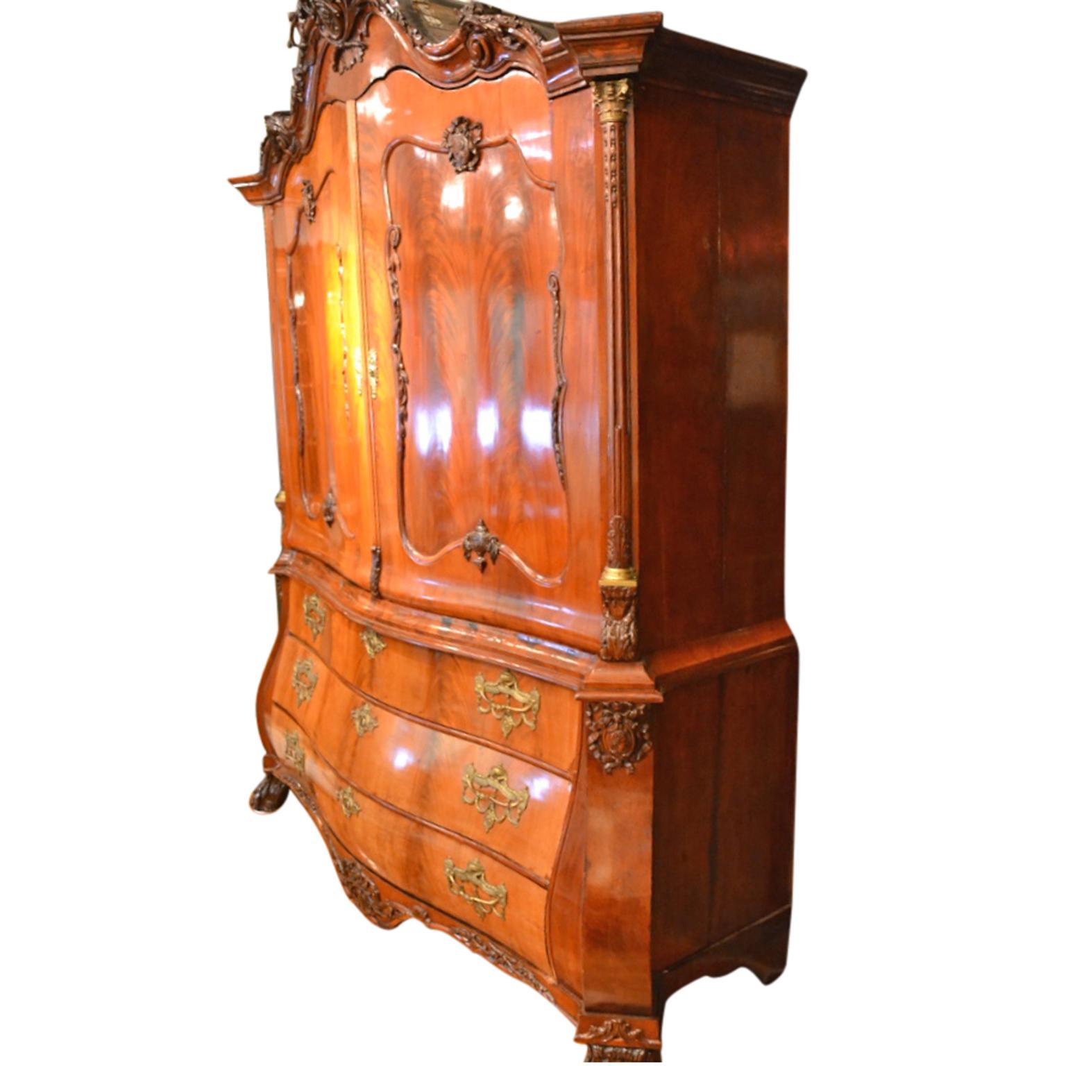 Dutch Colonial  A Dutch Neo Classical 18 Century Mahogany Armoire and Chest of Drawers For Sale