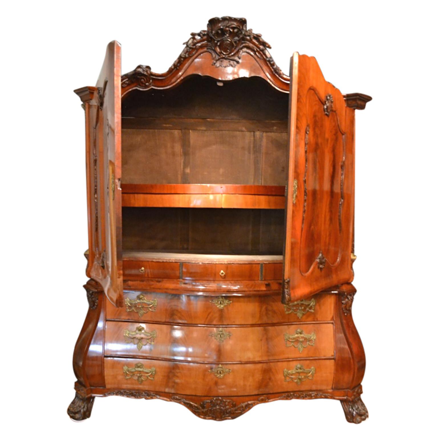 Hand-Crafted  A Dutch Neo Classical 18 Century Mahogany Armoire and Chest of Drawers For Sale