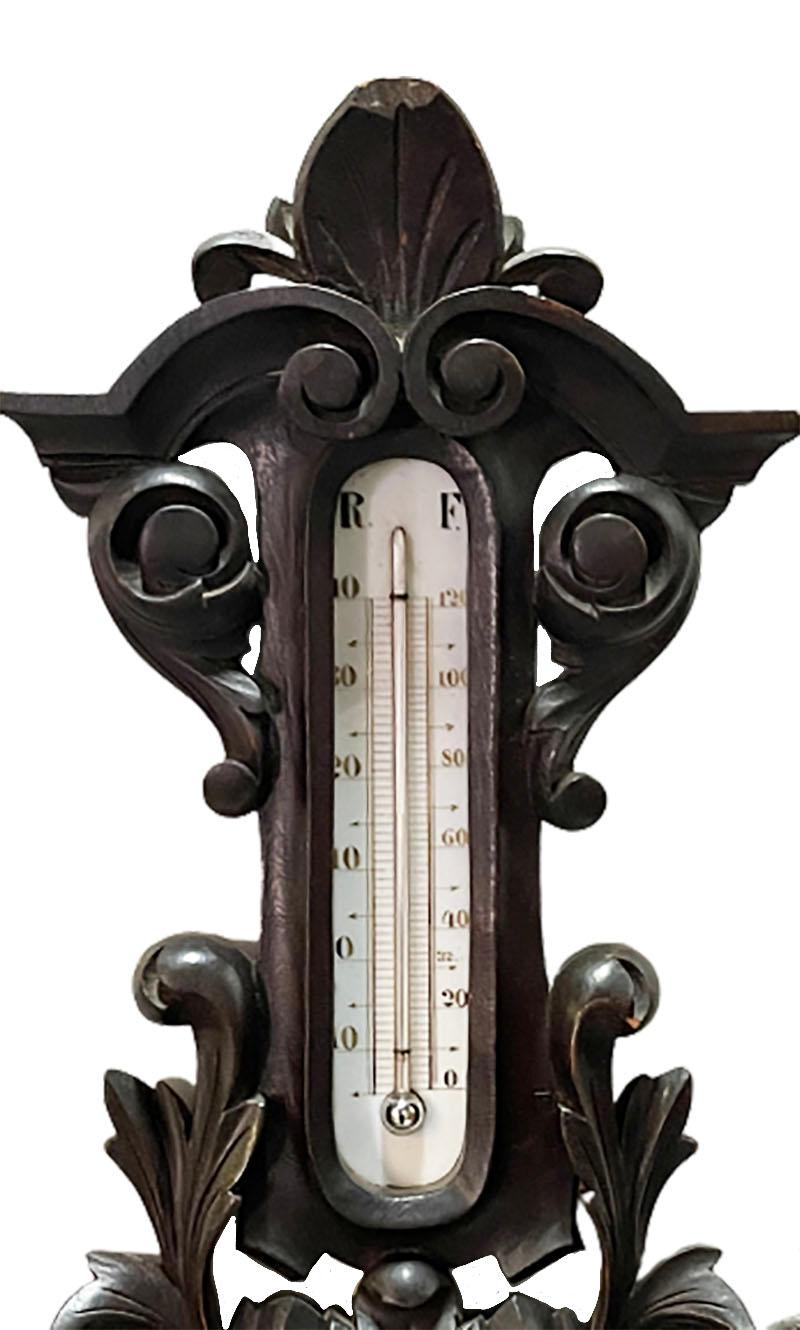 Dutch 19th Century Carved Wooden Barometer For Sale 2