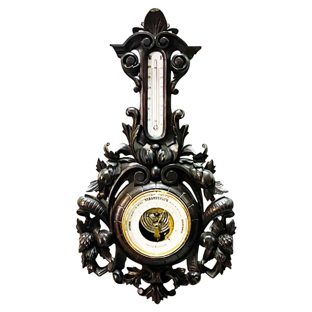 Dutch 19th Century Carved Wooden Barometer