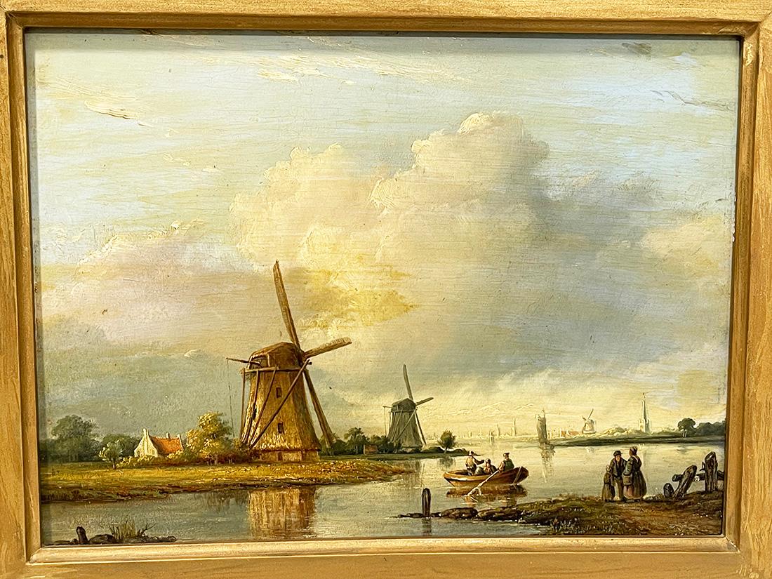 Niederländisches Ölgemälde des 19. Jahrhunderts auf Tafel im Zustand „Gut“ im Angebot in Delft, NL