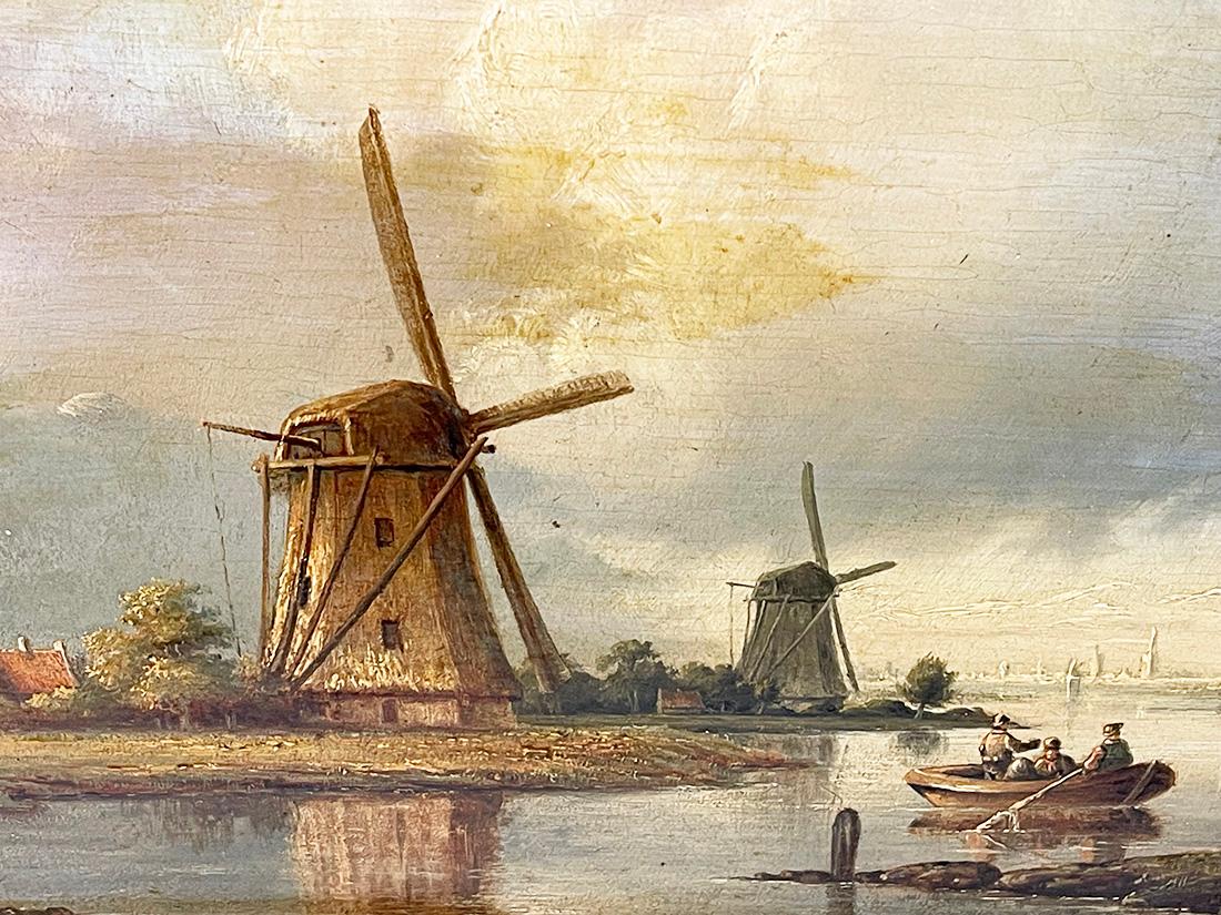 Néerlandais Peinture à l'huile hollandaise du 19e siècle sur panneau en vente