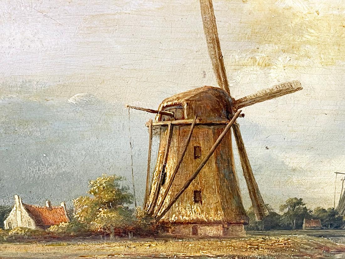 Peinture à l'huile hollandaise du 19e siècle sur panneau Bon état - En vente à Delft, NL