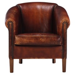 A Dutch Art Deco style Leather Club Chair, C. 1950.