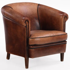 A Dutch Art Deco style Leather Club Chair, C. 1960.