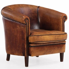 A Dutch Art Deco style Leather Club Chair, C. 1960.
