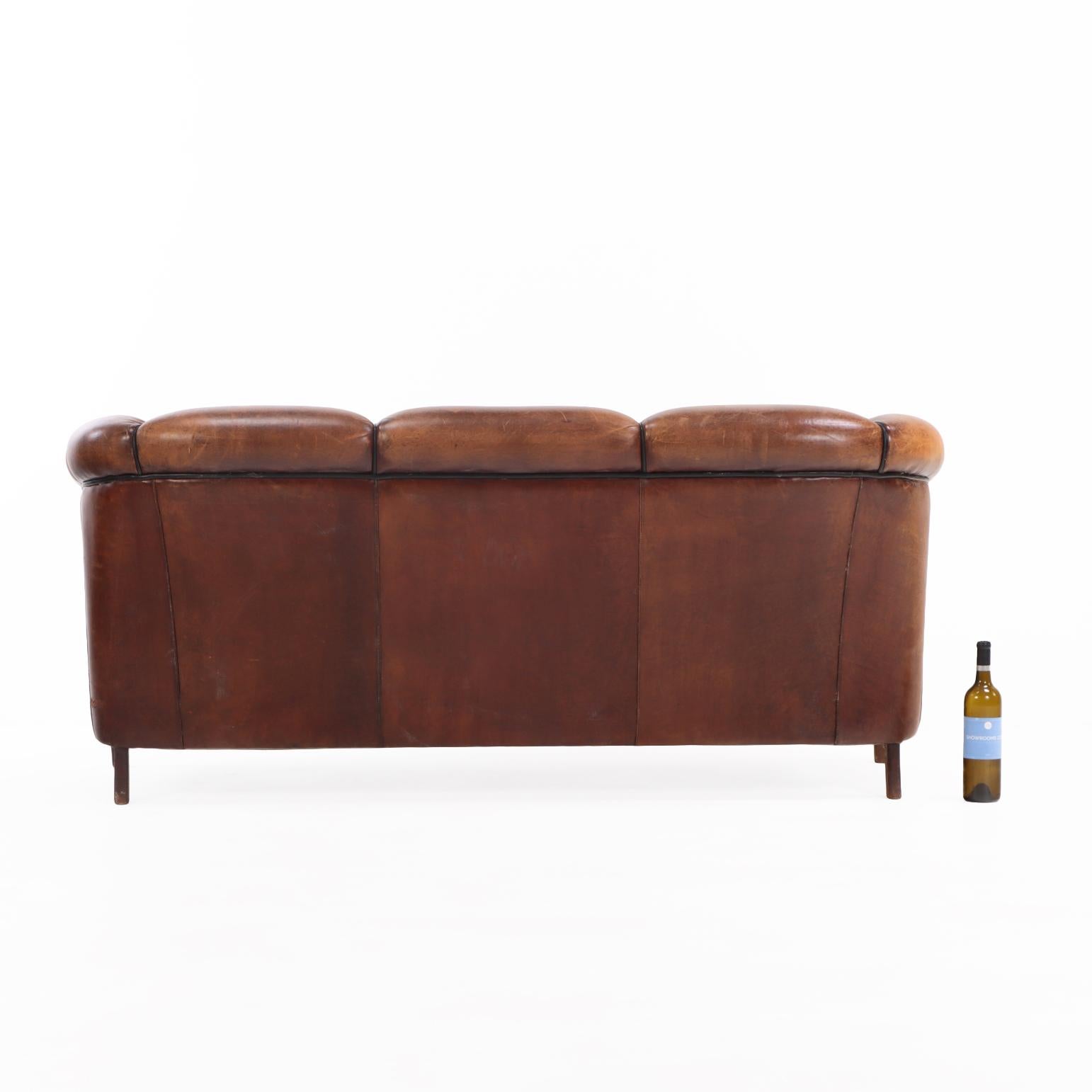20th Century A Dutch Art Deco style Leather Sofa, C. 1960. For Sale