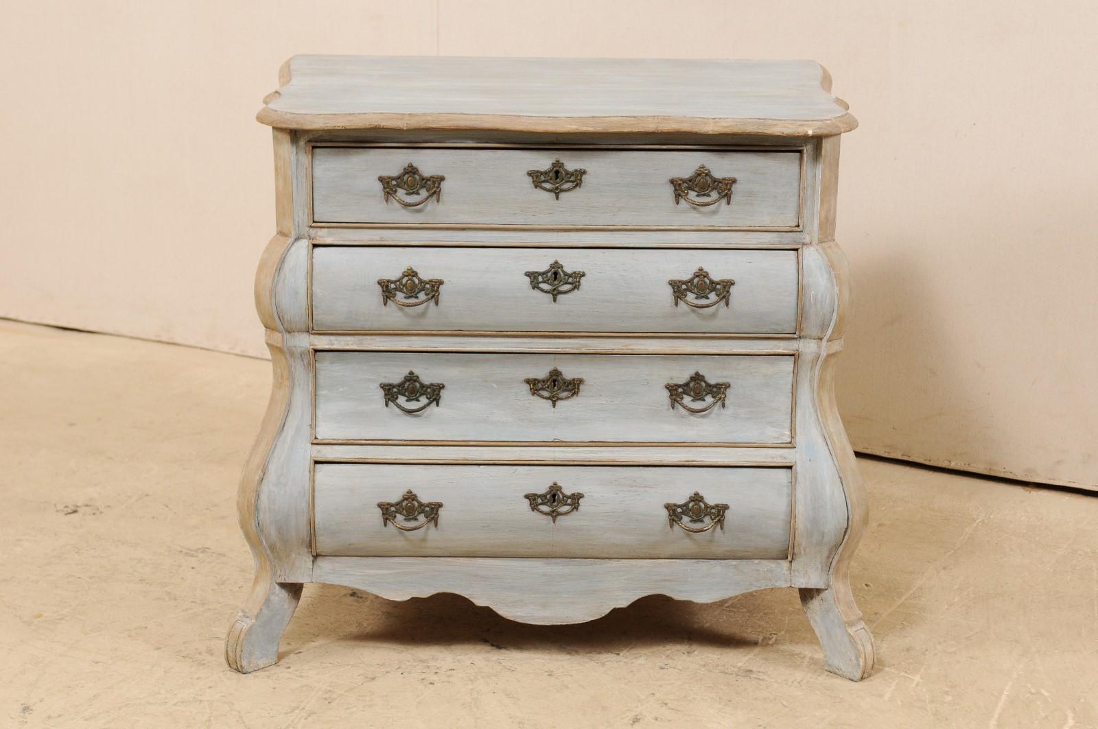 Dutch Bombé Style Painted Wood Chest, Early 20th Century In Good Condition In Atlanta, GA