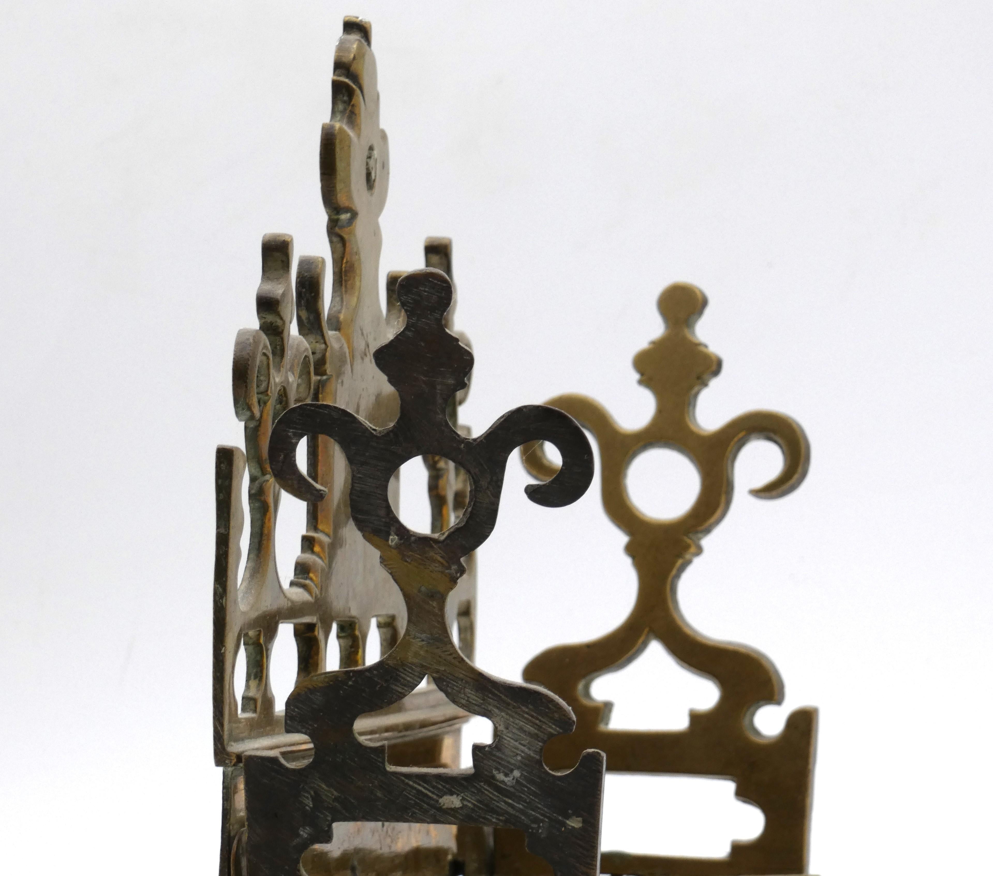 A Dutch Brass Hannukah Lamp, Late 19th century For Sale 1