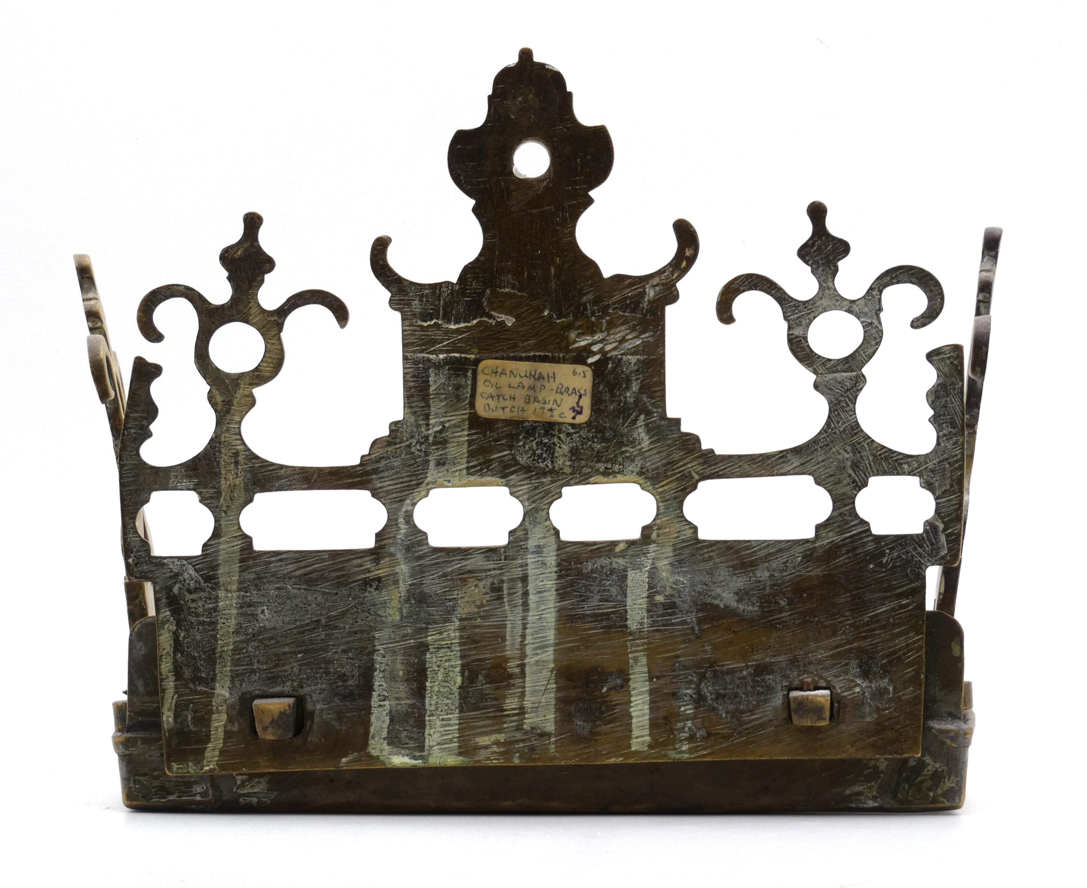 A Dutch Brass Hannukah Lamp, Late 19th century For Sale 2