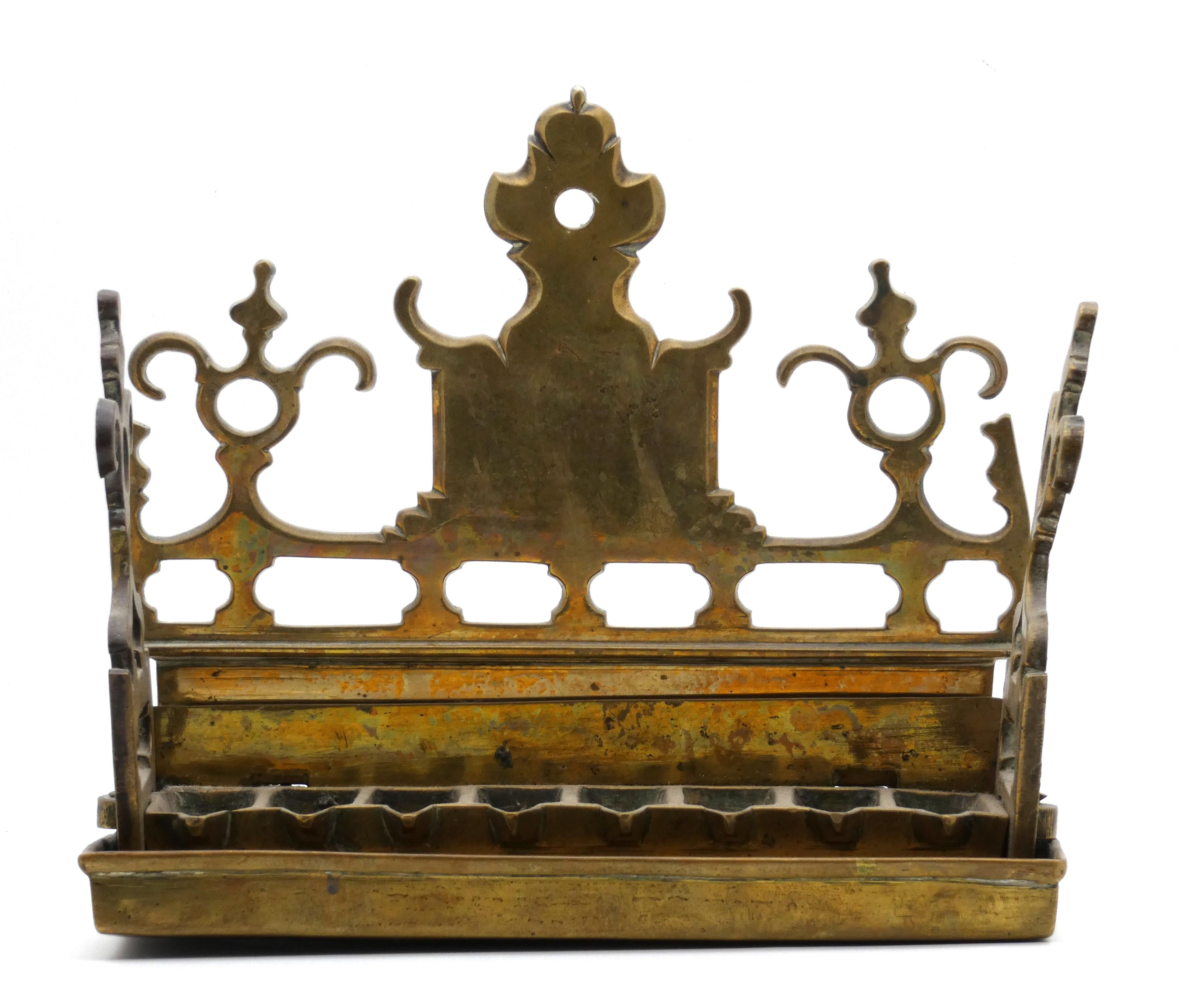 A Dutch Brass Hannukah Lamp, Late 19th century For Sale 3