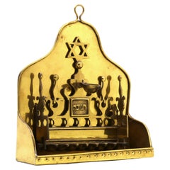 Lámpara holandesa de latón para Hanukkah, principios del siglo XX