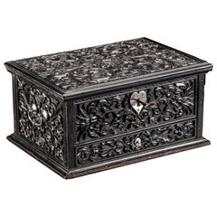 A Dutch colonial ebony box with silver mounts