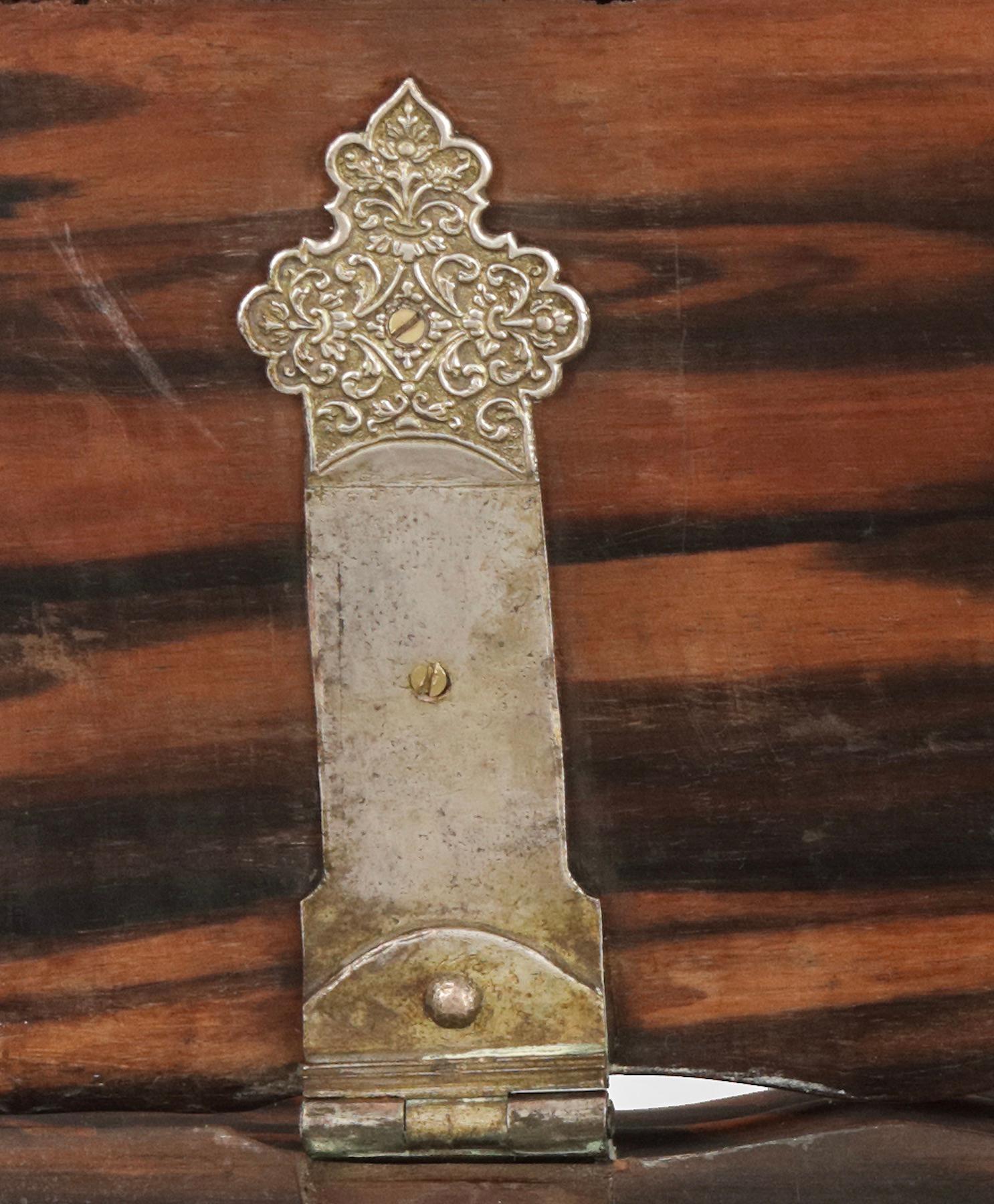 Dutch-Colonial Sri Lankan Coromandel Wood Document Box with Silver Mounts For Sale 1