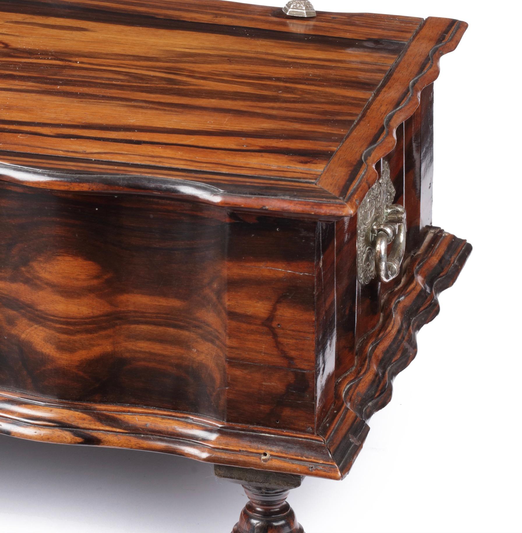 Dutch-Colonial Sri Lankan Coromandel Wood Document Box with Silver Mounts For Sale 3