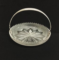 Dutch Fruit Bowl, diamond cut Crystal with Silver handle, 1917