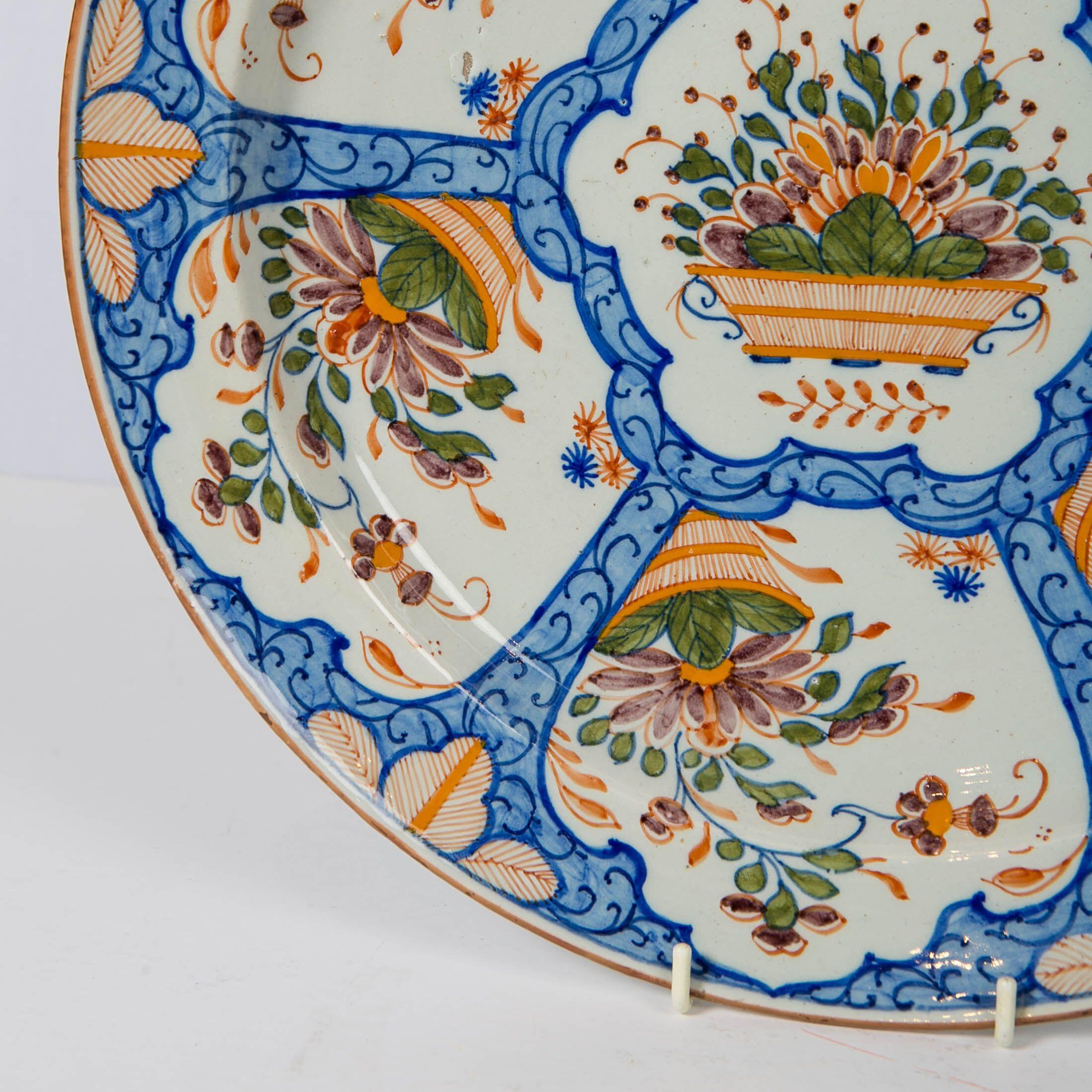 Hand-Painted Dutch Delft Charger Made circa 1820