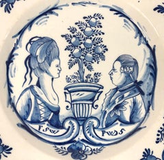 Dutch Delft Orangist Double Portrait Dish by De Porceleyne Lampetkan