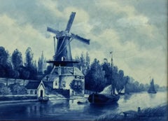 Dutch Delft Porceleyne Fles tile Delft, Mill "De Roos", after L. Senf,  1906