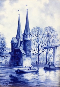 Dutch Delft Porceleyne Fles Tile "Oostpoort Delft" after L. Senf, 1925
