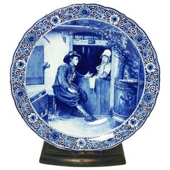 Niederländischer Delft Porceleyne Fles Wandteller nach Petrus Van Der Velden