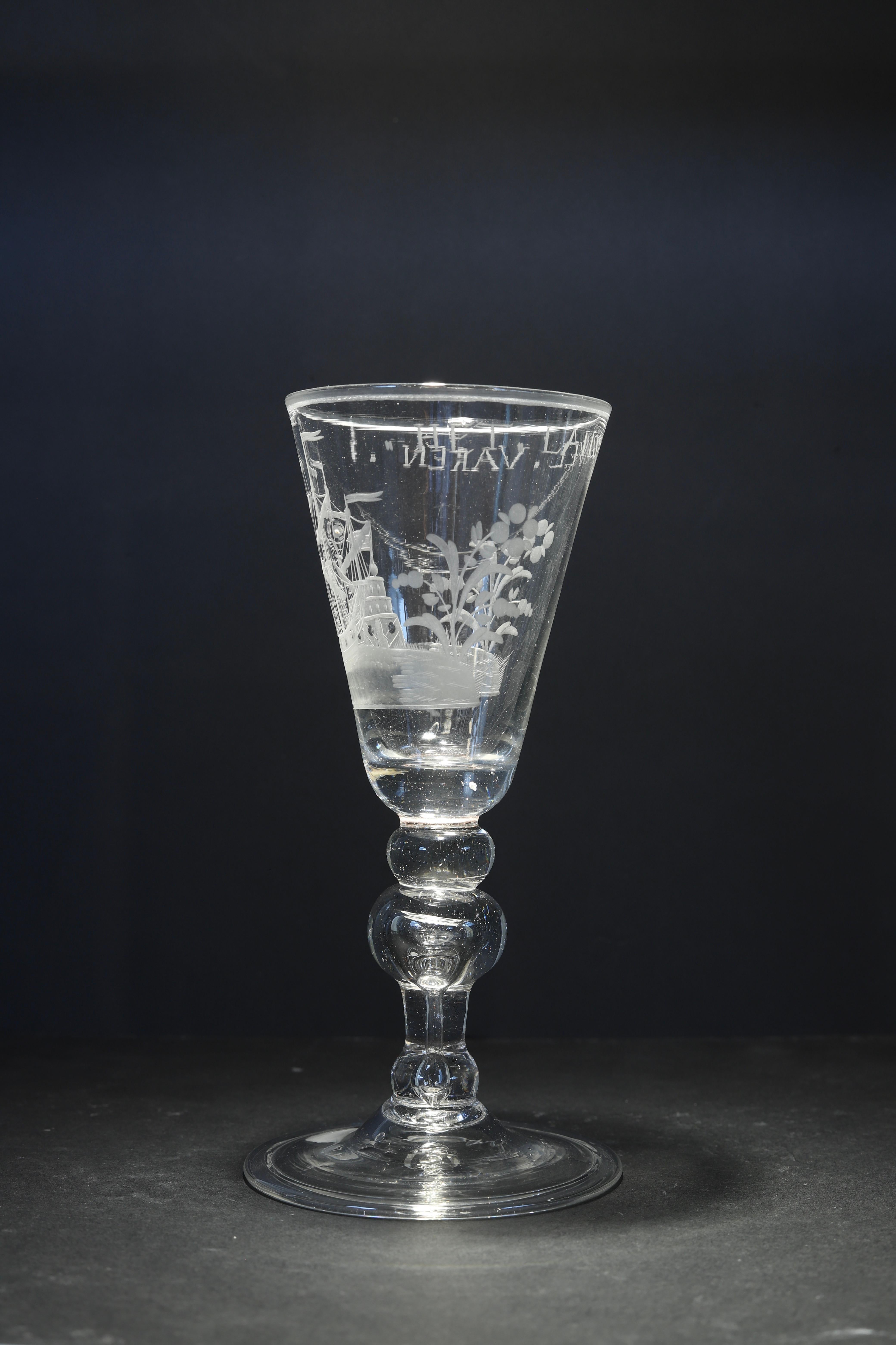 Rococo A Dutch Engraved Baluster, Prosperity of the Country, Wine Glass, 18th Century For Sale
