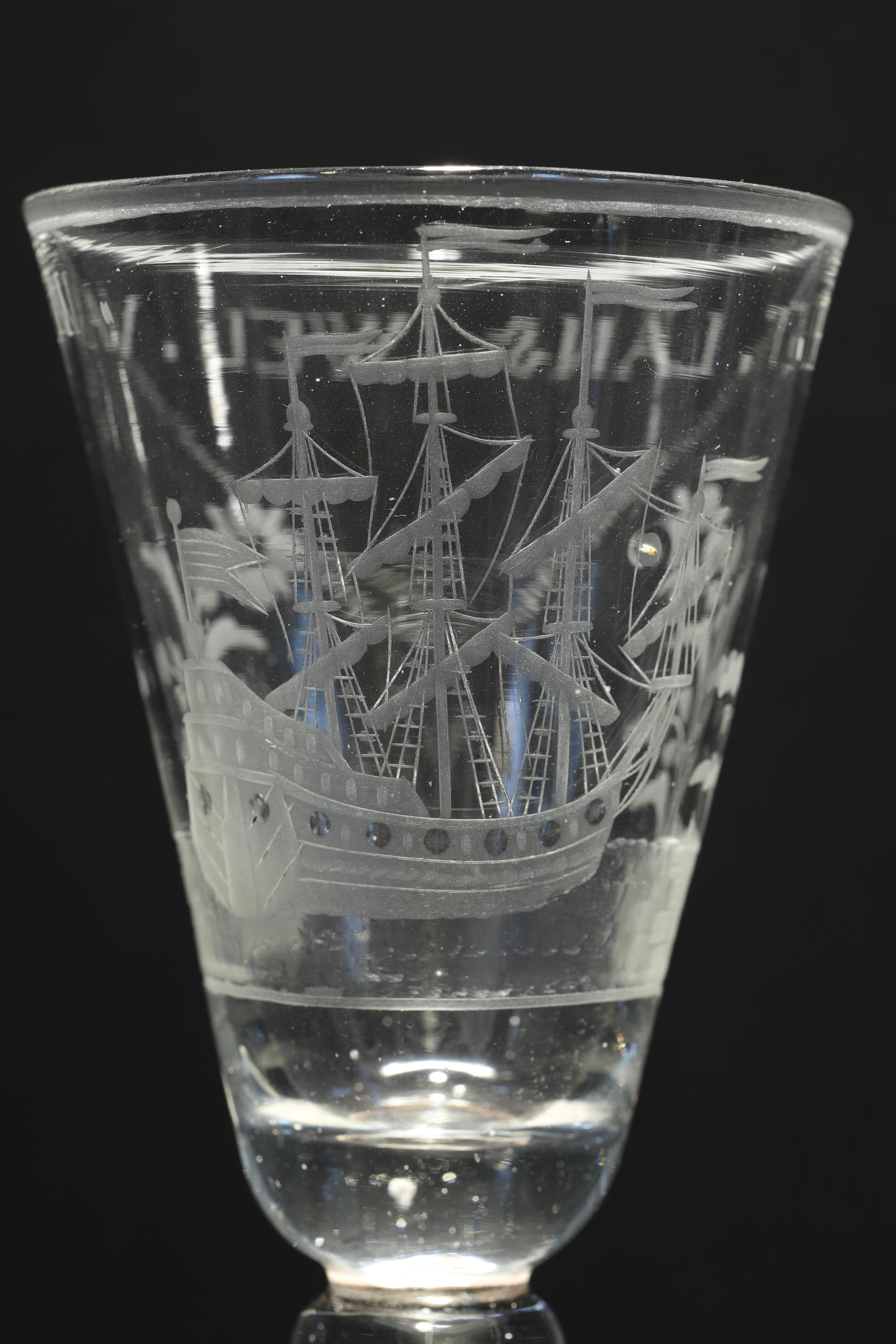 A Dutch Engraved Baluster, Prosperity of the Country, Wine Glass, 18th Century For Sale 2