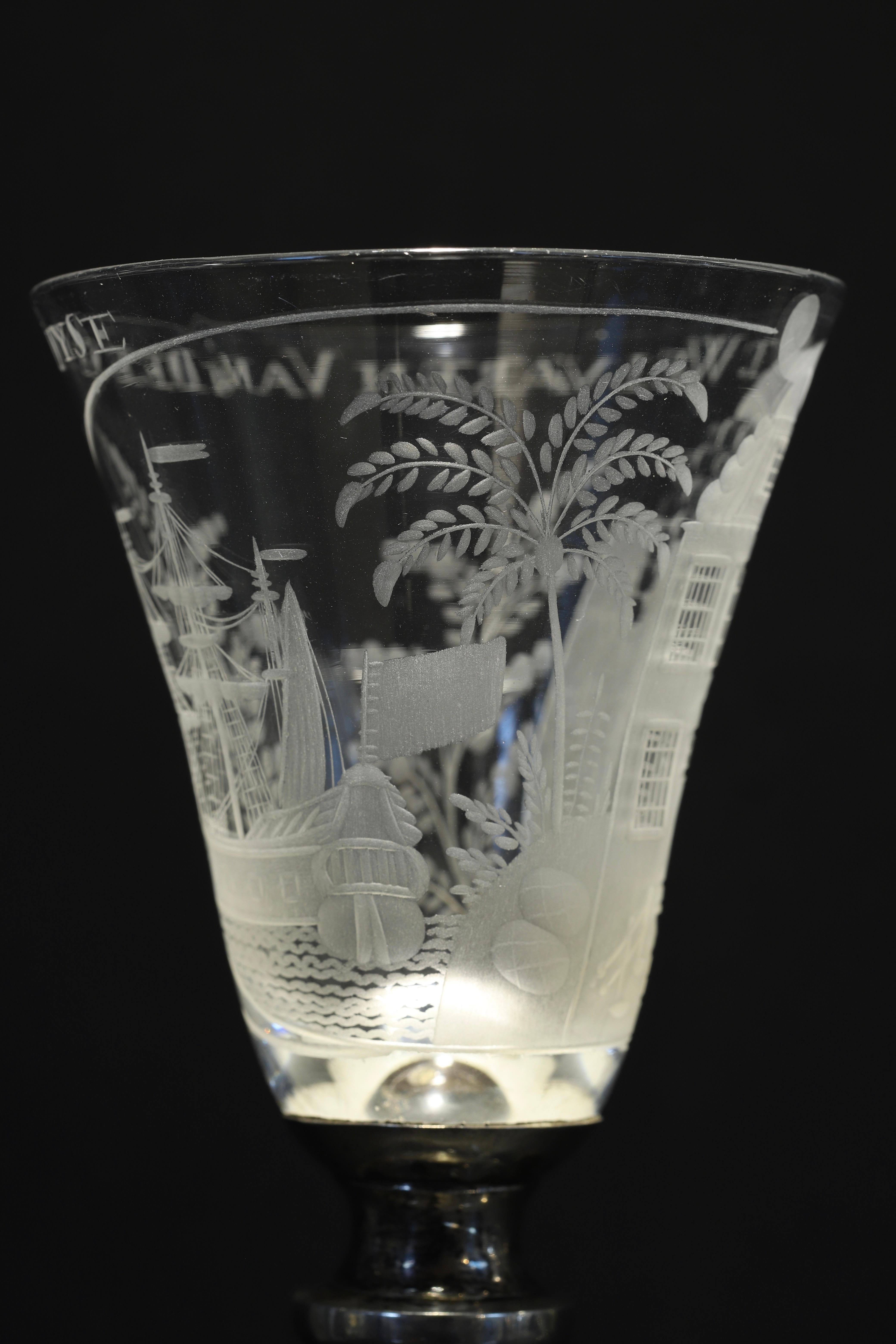 A Dutch Engraved Baluster, Prosperity of This House, Wine Glass, 18th Century For Sale 2