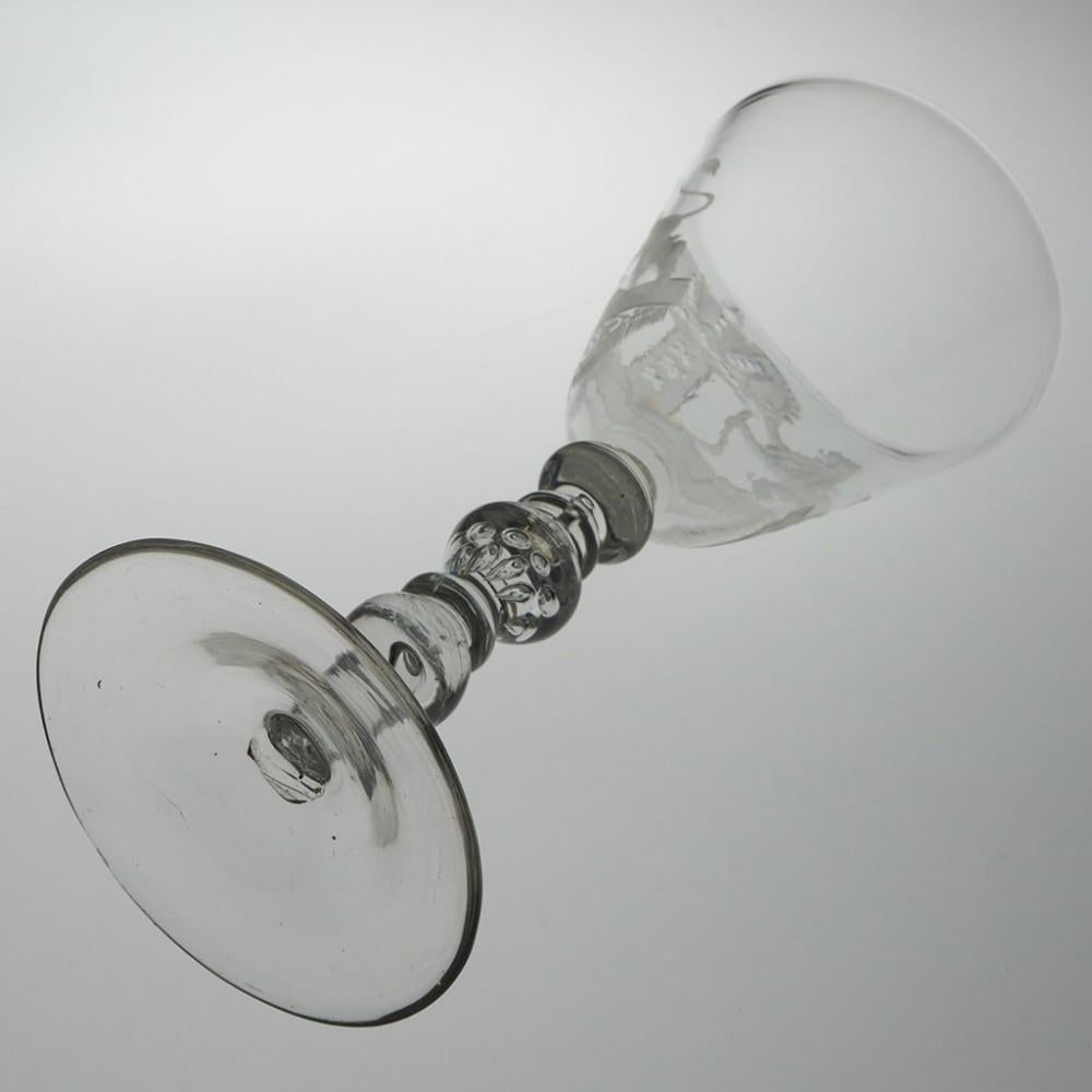 Glass A Dutch Engraved Light Baluster Goblet, c1755 For Sale