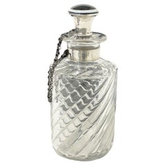 Antique Dutch Glass Bottle with Silver Stopper by Manikus and Verhoef, 1880-1906