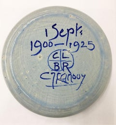 Piatto a forma di fungo in stile Art Deco, olandese, tornito a mano e dipinto da C.J. Lanooy, 1925