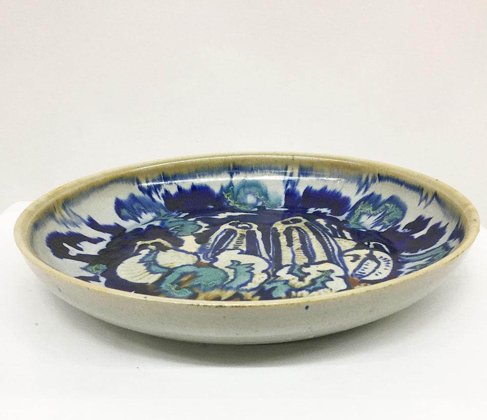 Art Decó, Plato holandés torneado a mano y pintado con forma de seta de C.J. Lanooy, 1925 Holandés en venta