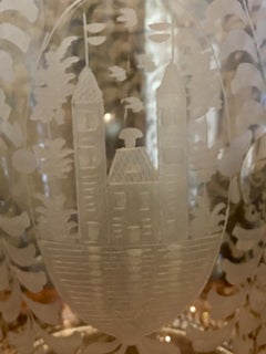 Dutch Large Etched Glass Vase, 19th Century