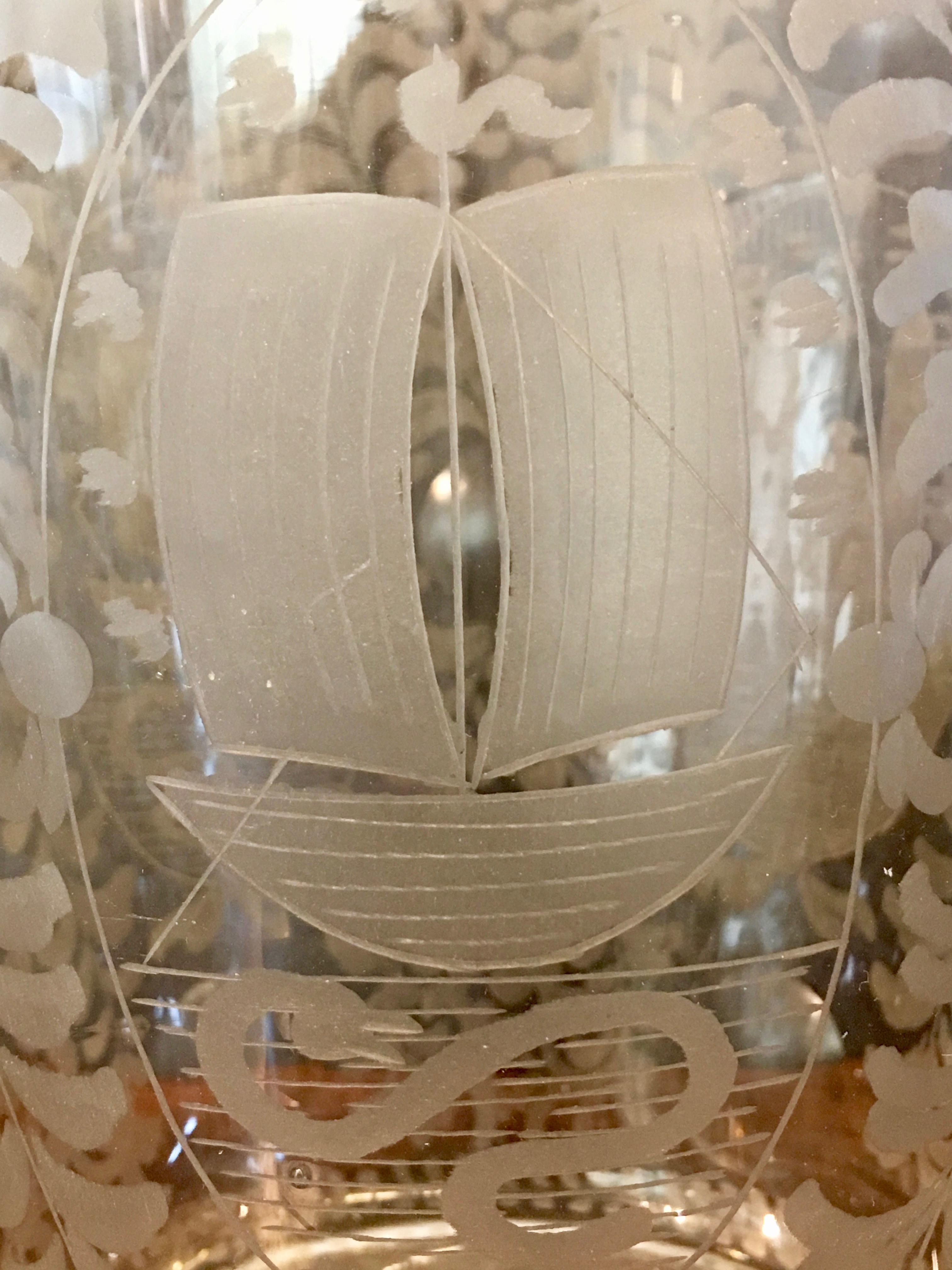 vintage etched glass vases