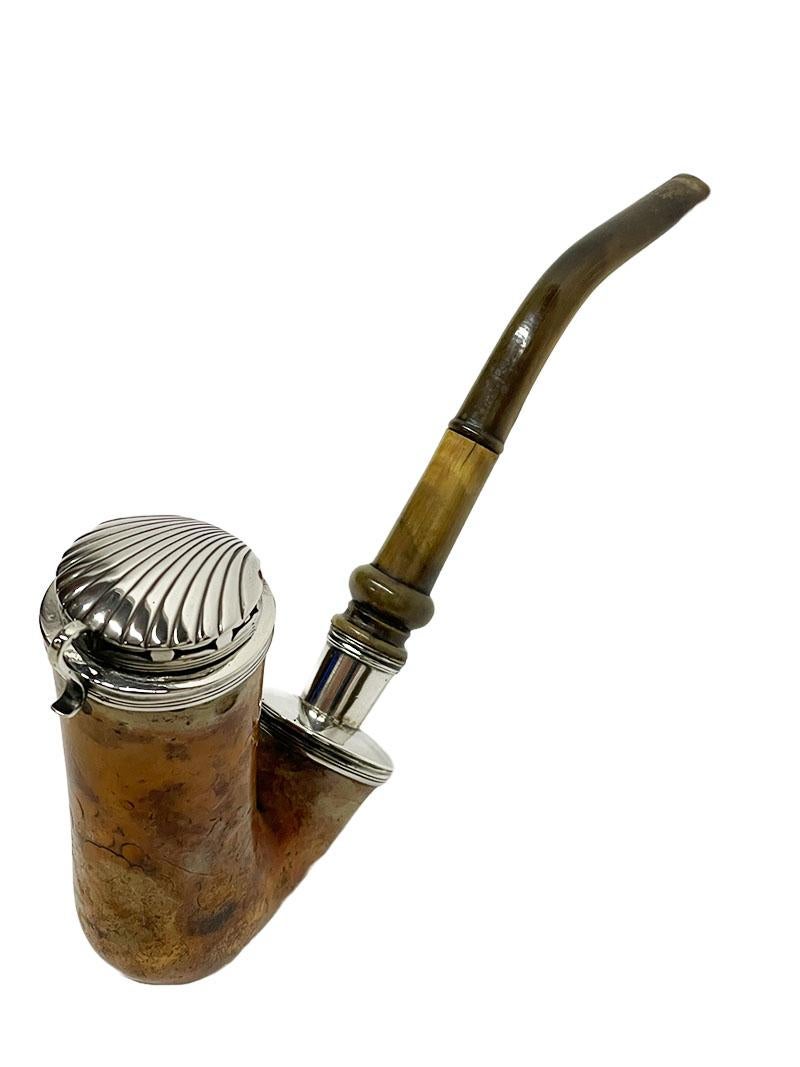 Dutch Meerschaum Pipe with Silver Mounts, 1840-1870 For Sale 1