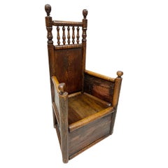 Chaise hollandaise en Oak du milieu du 17ème siècle, datée de 1652