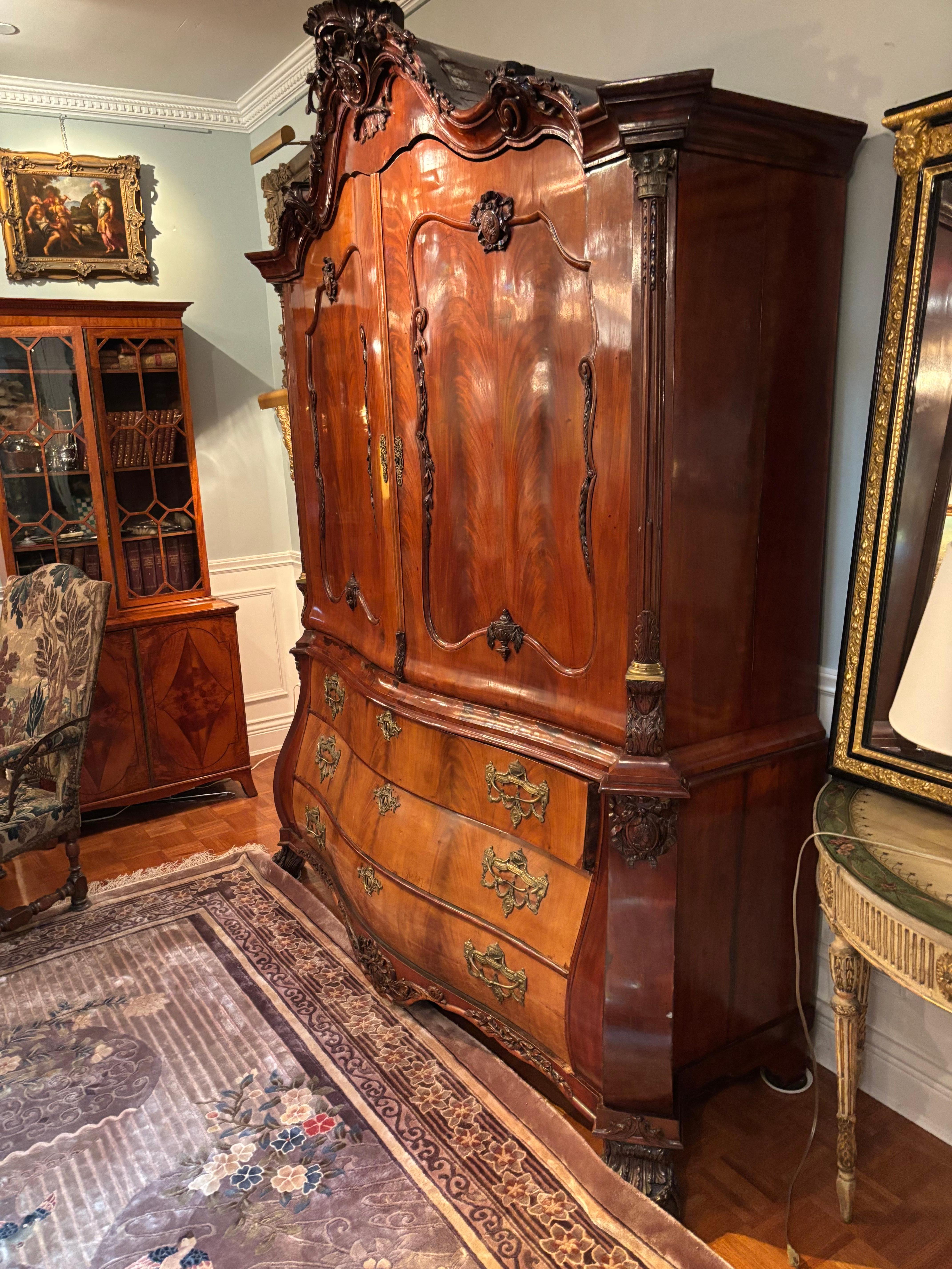 18th Century A Dutch Neo Classical 18 Century Mahogany Armoire and Chest of Drawers For Sale