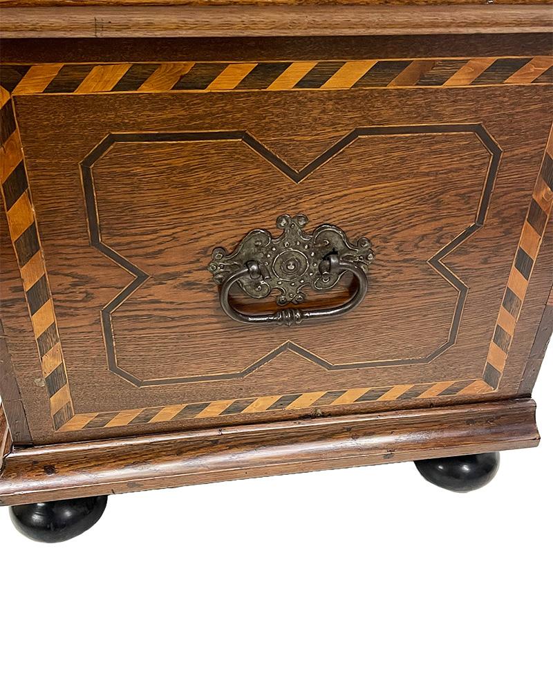 A Dutch Oak blanket chest with intarsia pigeon pattern, ca 1870-1890 For Sale 4