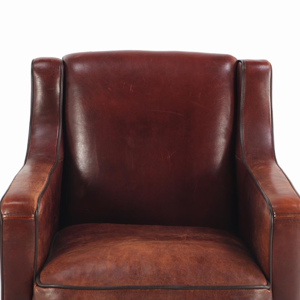 A Dutch pair of leather club chairs, C. 1960. For Sale 1
