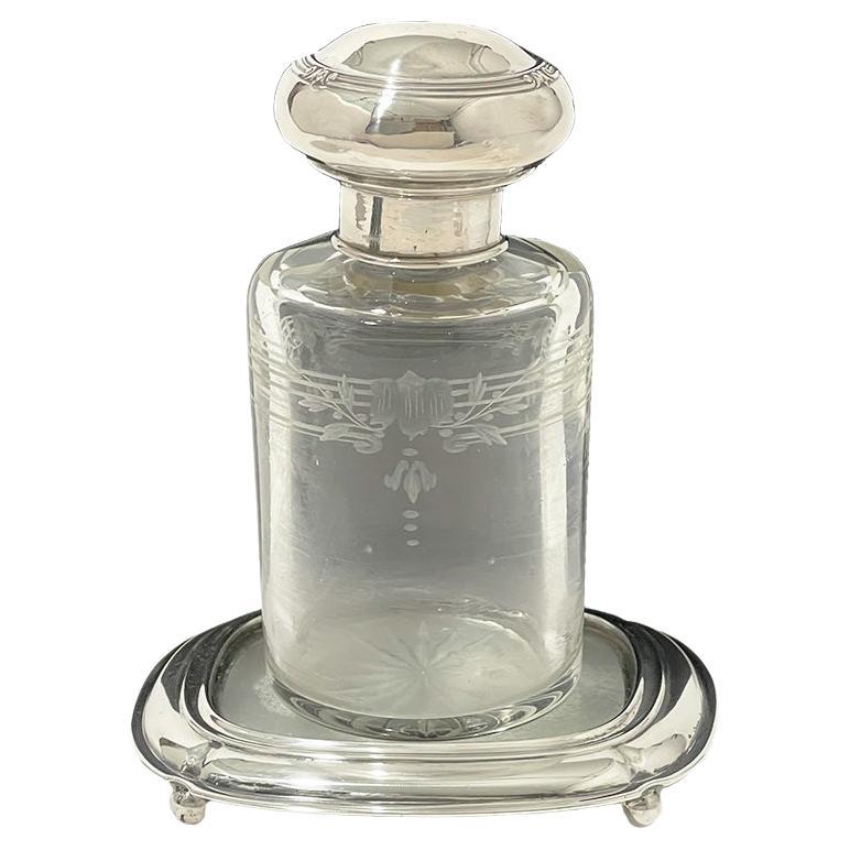 A Dutch perfume bottle on a coaster with silver, 1918 For Sale
